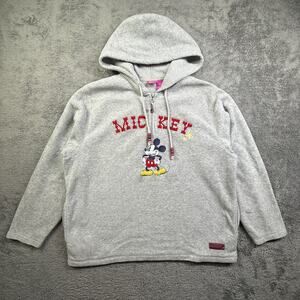 Disney Womens Mickey Mouse Fleece Sweater Hoodie 1/4 Zip Vintage Y2K Pullover